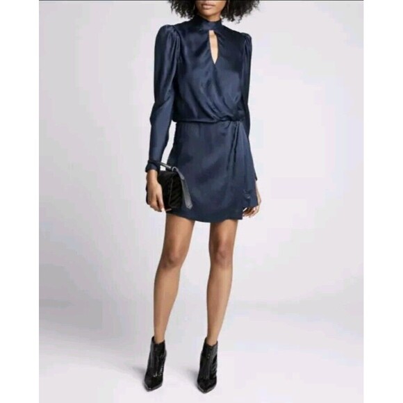 Frame Wrap Party Dress in Navy Size XS New - Picture 1 of 10
